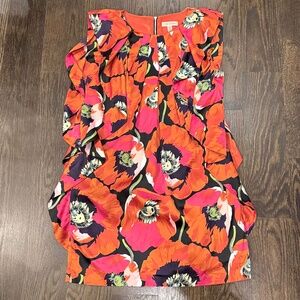 Ted Baker London Cold Shoulder Tropical Floral Dress Orange Sz 3 (US 8-10)